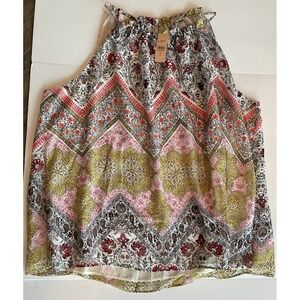 Loft Multicolored Patterned Halter Top Plus Size 26 New with Tags